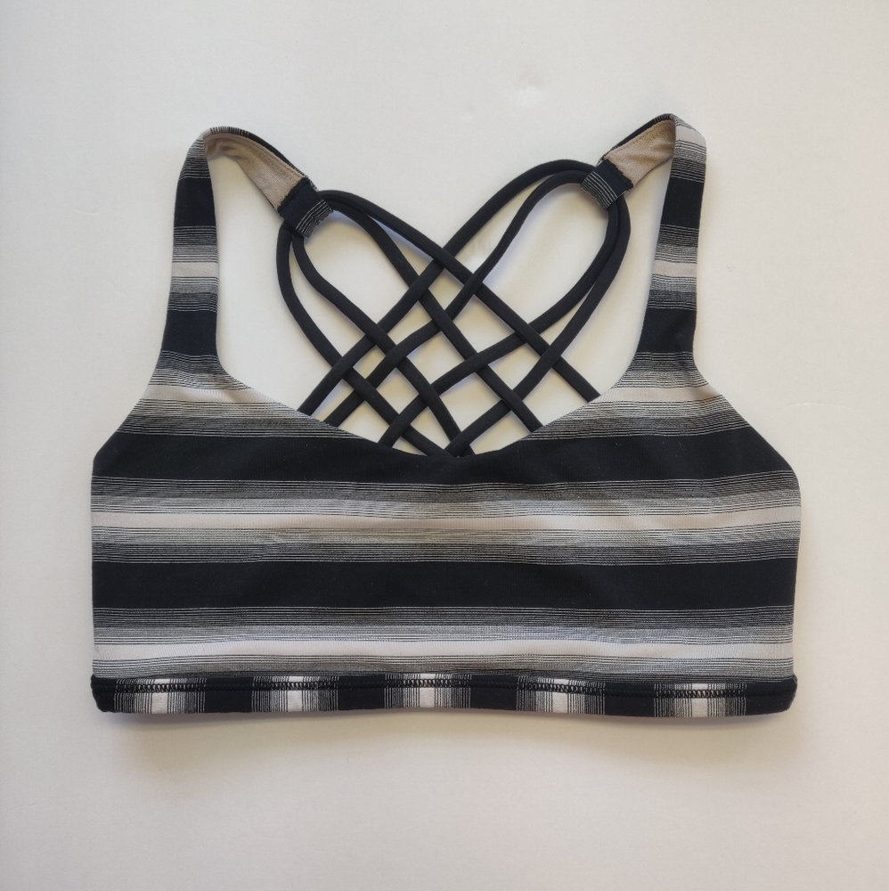 Lululemon Athletica Free To Be Wild Bra Capilano Stripe Black White Size 4